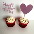 Topper per torta Happy Mother's Day glitter viola e plettro a forma di cuore - Set Happy mothers Day + Cuore Viola / Viola