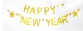 Goldene Glitzer Happy New Year Girlande mit Sternen für 2027 Party Deko - Glitzer Gold Stil
