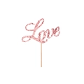 Topper per torta Love con glitter rosa e bastoncino per decorazioni nuziali - Grande / Oro rosa