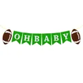 Grüne Oh Baby Girlande im American Football Design mit braunen Rugby-Ausschnitten - Oh Baby Banner
