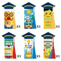 18er-Set Abschluss-Lesezeichen mit Schulmotiven und farbigen Seidenquasten - 18er-Set (Wie abgebildet)
