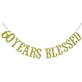 Striscione dorato glitter 80 Years Blessed per decorazione di 80° anniversario o festa - 80° Anniversario (80 YEARS BLESSED)