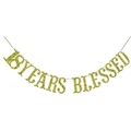 Striscione glitterato oro 18 YEARS BLESSED per decorazione festa di 18esimo compleanno - 18° Anniversario (18 YEARS BLESSED)