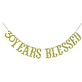 Striscione glitterato oro 30 YEARS BLESSED per decorazioni del 30° anniversario - 30° Anniversario (30 YEARS BLESSED)