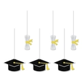 Decorazione per laurea con tocchi neri con nappe e pergamene di certificati bianchi - Stile di Laurea 1-Nero e Oro (Y-00646-1)