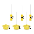 Decorazioni per laurea con cappelli glitterati gialli e ciondoli a nido d'ape - Stile di Laurea 2-Giallo e Nero (Y-00646-2)