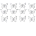 12-piece silver 3D hollow butterfly wall stickers in three unique metallic designs - Shiny Silver