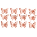 Set of 12 rose gold 3D hollow butterfly wall stickers with three unique patterns - Rose Gold
