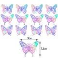 Stickers muraux papillon 3D irisés avec dégradé laser pour décoration de fête - Lot de 12 / Style Holographique