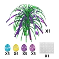 Kit décoration de Pâques avec fontaine bicolore et 20 œufs colorés assortis - Support de Fontaine de Pâques et Ensemble d'Ornements d'Œufs (G-00127)