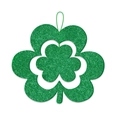 Glittery double-layered shamrock door hanger for St. Patrick's Day wall decorations - Cutout Nested Shamrock (G-00126)