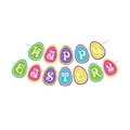 Striscione colorato Happy Easter con uova e simpatico coniglietto per decorazioni festa - Set Banner Coniglio Uovo di Pasqua