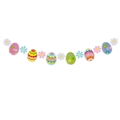 Ostergirlande mit 6 bunten gemusterten Eiern und 6 lebhaften Blumenanhängern für Deko - Zubehör Muster Banner (L-00512-2)