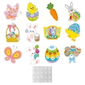 Osterparty-Deko-Set mit 12 bunten Karten aus Hasen, Eiern und Karotten für die Feier - Ostern Dekorative Aufkleber (L-00512-3)