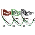 Rugby-Thema-Stäbe mit Touch Down- und Football Time-Bannern und bunten Bändern - 9-teiliges Fußball-Feenstab-Set (J-0569)