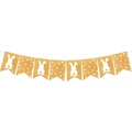 Easter burlap banner with white rabbit silhouettes and colorful polka dots on white background - Rabbit Polka Dot Banner (Y-00636-2)