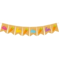 Easter burlap banner featuring colorful rabbits and carrots on rustic dovetail flags - Rabbit Carrot Banner (Y-00636-4)