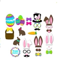 Kit di accessori per foto di Pasqua con coniglietti, uova colorate e decori - Set di Accessori Divertenti per Foto di Pasqua