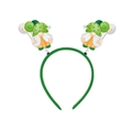 St. Patrick's Day Haarreif mit grünen Gnomen, Kleeblättern und gepunkteten Hüten - Cartoon Gnom Stil (L-00102-2)
