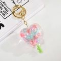 Porte-clés créatif en forme de cœur avec sable mouvant fluide rose et bleu vert - Vert Fruit