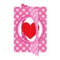 Pink Valentines Day 3D pop-up heart card with red cutout center and white patterns - Pink Base Red Heart Style (Y-00173-2)