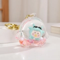 Portachiavi creativo stile Sanrio con personaggio blu e paillettes rosa con sabbie mobili - Catena Oro Chiaro + Bottiglia Riempita d'Olio / Rosa