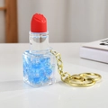 Portachiavi creativo a rossetto con perle blu luminose e catena in metallo oro - Blu