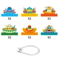 Décorations de fête Cinco de Mayo avec 12 sombreros en papier colorés et ficelles inclus - Lot de 12
