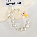 Close-up of iridescent acrylic beaded phone charm with cartoon mermaid detail and white clasp - Mermaid Chain / Gate Buckle Chain / White