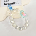 Acrylic bead mermaid phone charm with iridescent beads and blue metallic D-ring hook - Mermaid Chain / Gate Buckle Chain / Blue