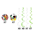 Décorations de football pour la Coupe du Monde avec pendentifs drapeaux et spirales vertes - Lot de 30 Décorations de Spirales (14 Cartes + 16 Spirales Doubles)