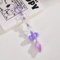 Ciondolo per telefono con fiocco luminoso viola, conchiglia e perline colorate - Anello Colorato e Piccola Catena di Conchiglia / Viola