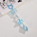 Ciondolo per telefono in perline blu con fiocco luminoso, conchiglia e nuvola acrilica - Anello Colorato e Piccola Catena di Conchiglia / Blu