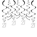 Spirali decorative nere con numero 21 in glitter argento per decorazione compleanno - Stile 21 / Argento Scintillante