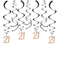 Spirali in PVC nero con numero 21 rosa oro glitter per decorazioni compleanno - Stile 21 / Oro rosa