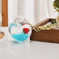 Portachiavi a cuore in acrilico con liquido blu, rosa rossa e gancio dorato - Catena Oro Chiaro + Serratura Cuore Rosa / Blu