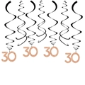 Decorazione a spirale in PVC per il 30° compleanno con numero 30 glitter oro rosa - Stile 30 / Oro rosa
