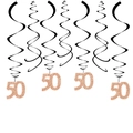 Rose gold number 50 spiral hanging decorations for 50th birthday or anniversary party - 50th Style / Rose Gold