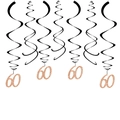 Rose gold 60th birthday PVC spiral hanging decorations for anniversary party - 60th Style / Rose Gold