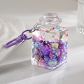 Portachiavi creativo a bottiglia con sabbie mobili e perline colorate e clip viola - Viola