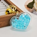 Porte-clés cœur lumineux en acrylique avec billes bleues pailletées et fermoir doré - Chaîne Or Clair + Cœur Lumineux + Clochette / Bleu