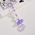 Purple heart acrylic keychain with bow and iridescent beads for bags or backpacks - Purple