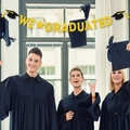 Striscione 'WE GRADUATED' dorato glitterato con tocchi per decorazione di laurea - Oro WE GRADUATED