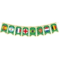 Striscione Coppa del Mondo con bandiere di Spagna, Brasile e Argentina per decorazione - 1 Filo di Bandierine (Y-00648-1)