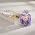 Creative purple acrylic drift bottle keychain with white pearls and gold accents - Chain Style [Purple]
