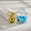 Creative liquid quicksand keychain featuring blue and pink beads and holographic PVC strap - Leather Rope Style (Blue)