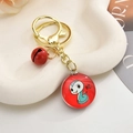 3D Chinese Zodiac Snake Keychain with red pendant and gold metal clasp for backpack charm - Red Snake / Light Gold Chain + Small Gemstones + Bell