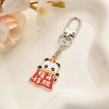 Traditionele Chinese Panda Sleutelhanger met Geluksbanier en Goudkleurige Details - Overwinningsvarken Stijl