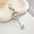 Sparkling silver key pendant with micro-pave crystals and iridescent gemstone - Keychain + Pendant / Key
