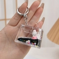 Portachiavi borsa in acrilico con coniglietto carino, sabbie mobili nere e chiusura metallo - Mini Borsa